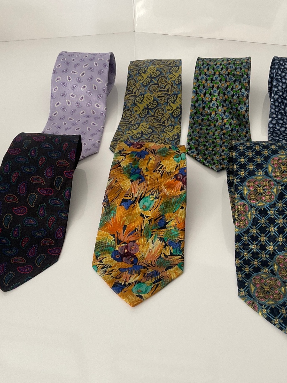 BRIONI ROMA 100% SILK TIES MADE IN ITALY X 7 PAISLEY AND GEOMETRIC